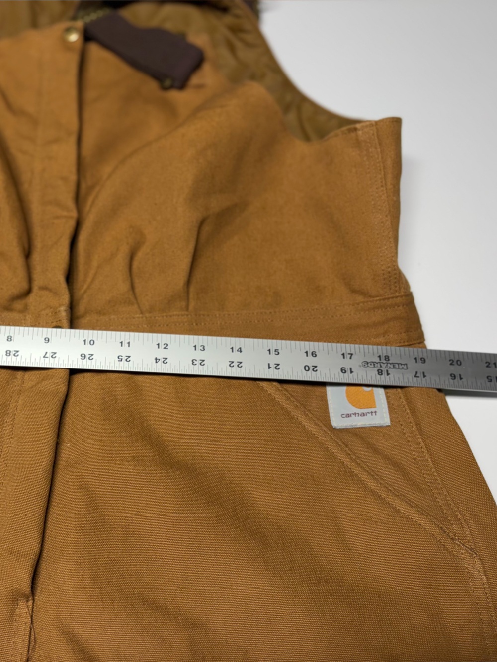 VTG Carhartt BQW226 Women’s 18 Petite Brown Quilt Lined Overalls USA Made - Picture 11 of 12